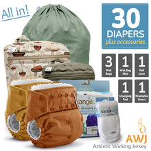 Load image into Gallery viewer, Kanga Care Rumparooz G3 AWJ Cloth Diaper Bundle with Pail Liner, Wet Bags, Wet Bag Mini, Changing Pad and Cloth Diaper Liner
