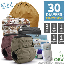Load image into Gallery viewer, Kanga Care Rumparooz G3 OBV Cloth Diaper Bundle with Pail Liner, Wet Bags, Wet Bag Mini, Changing Pad and Cloth Diaper Liner
