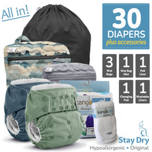 Load image into Gallery viewer, Kanga Care Rumparooz G3 Stay Dry Cloth Diaper Bundle with Pail Liner, Wet Bags, Wet Bag Mini, Changing Pad and Cloth Diaper Liner
