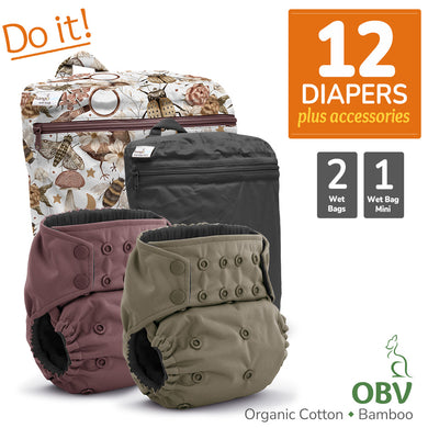 Kanga Care Rumparooz G3 OBV Organic Cotton and Bamboo Cloth Diaper Bundle with Wet Bags and Wet Bag Mini